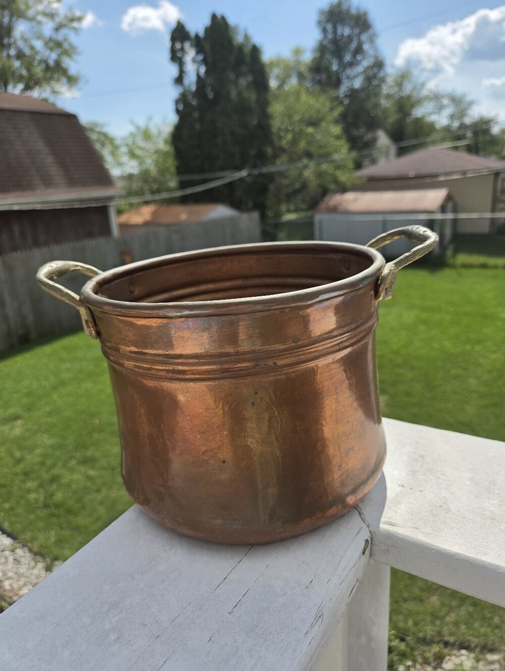 Vintage Turkish Handmade Copper Planter Cooking Pot Copper Brass Hand Forged - Picture 6 of 11